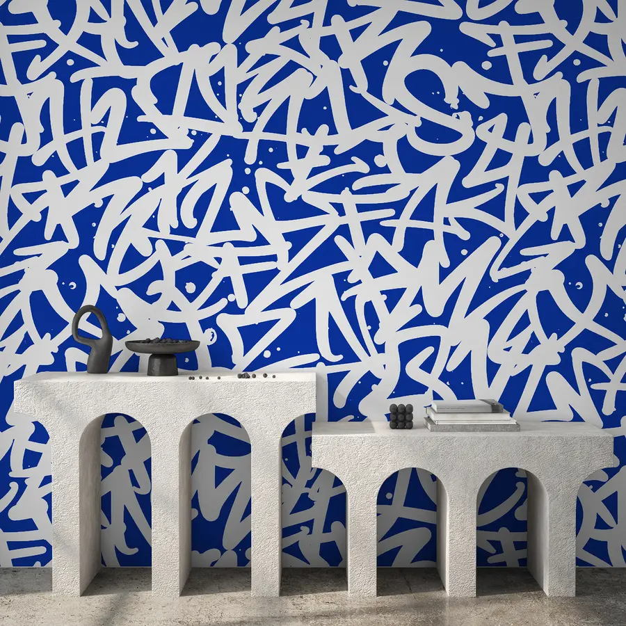 Fotobehang Graffiti Emoties: Blauw u99087v2