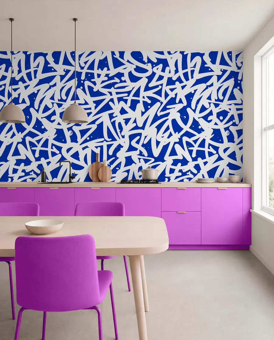 Fotobehang Graffiti Emoties: Blauw u99087v2