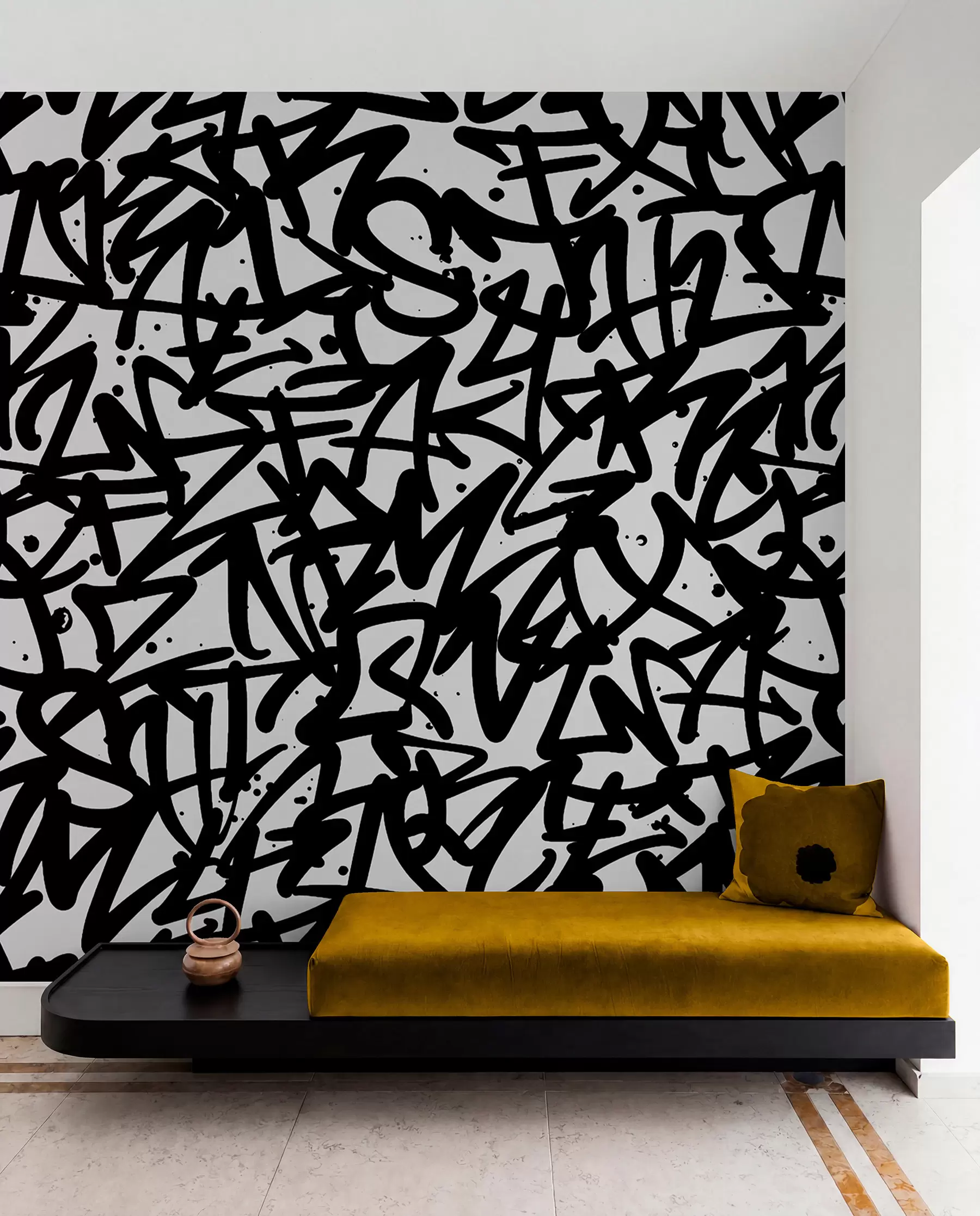 Fotobehang Zwarte graffitiletters u99087v3