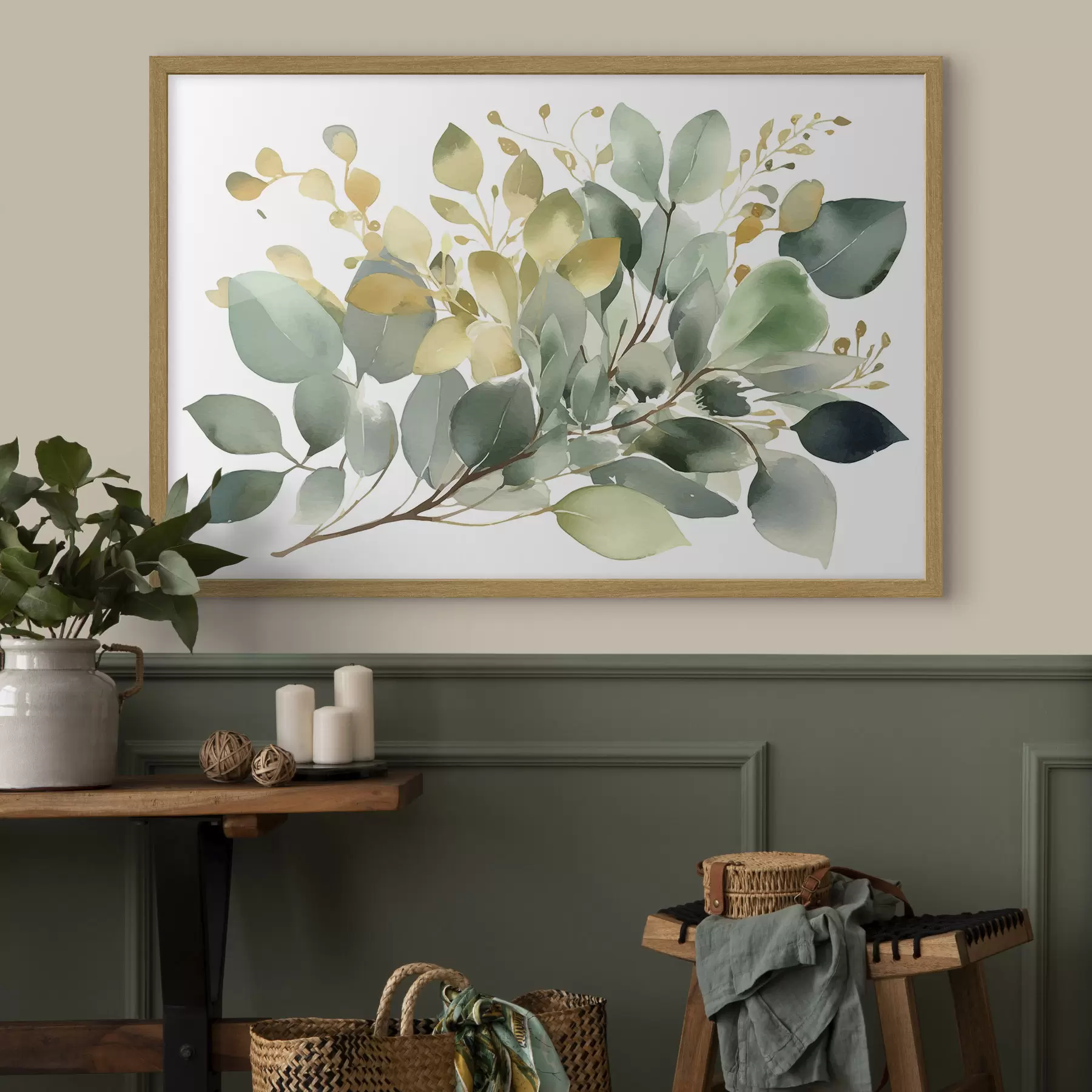 Fotobehang Takjes in groen en oker f36365