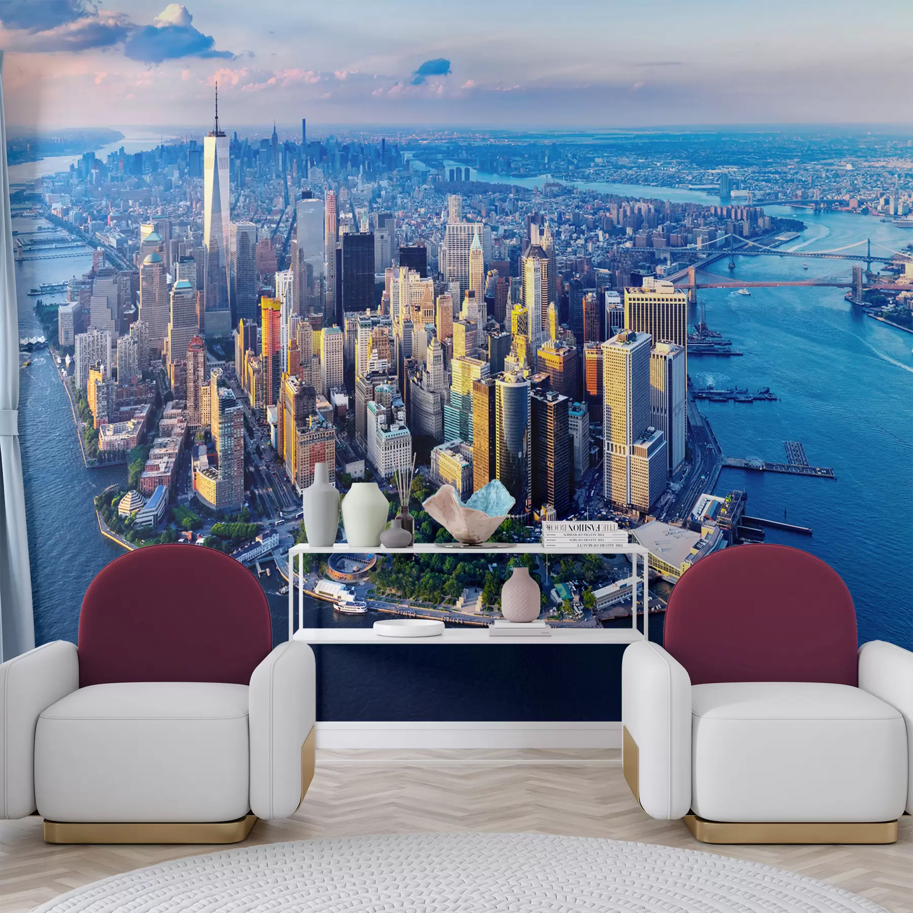 Fotobehang Vogelvlucht van New York Manhattan, VS u98643
