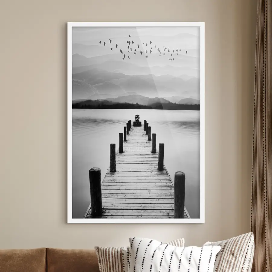 Fotobehang Pier aan het meer f03914