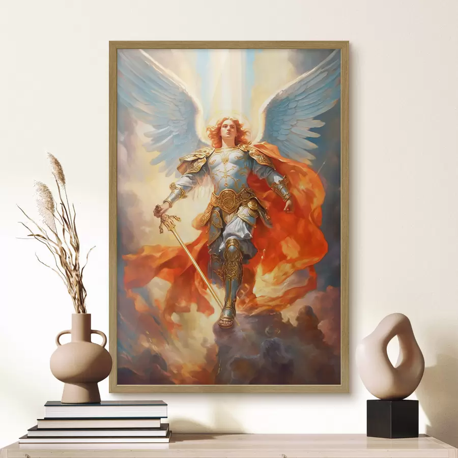 Fotobehang Grafische en bijbelse afbeelding van de aartsengel Michaël f35352