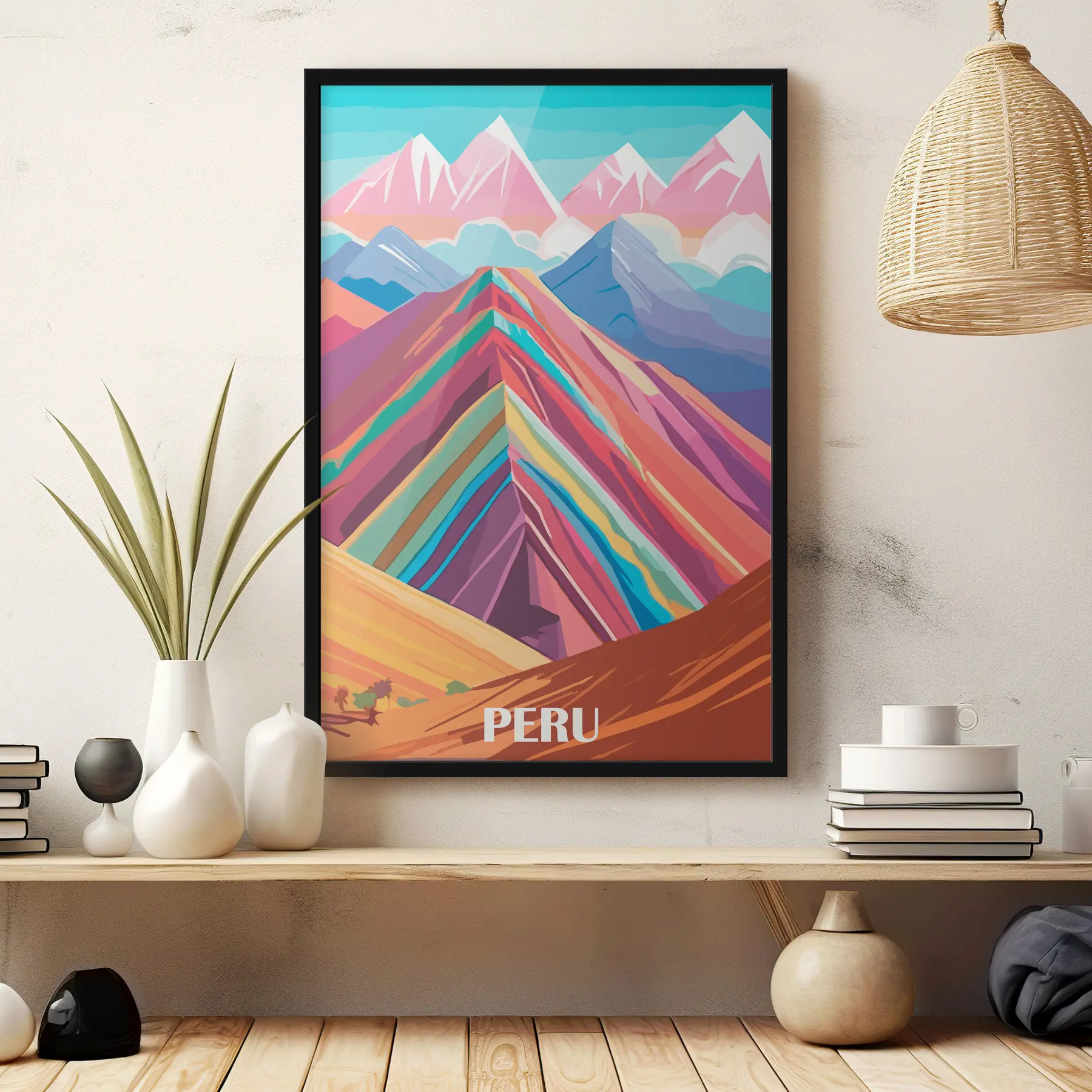  Schilderijen Retrostijl illustratie van een reis naar Peru f36390