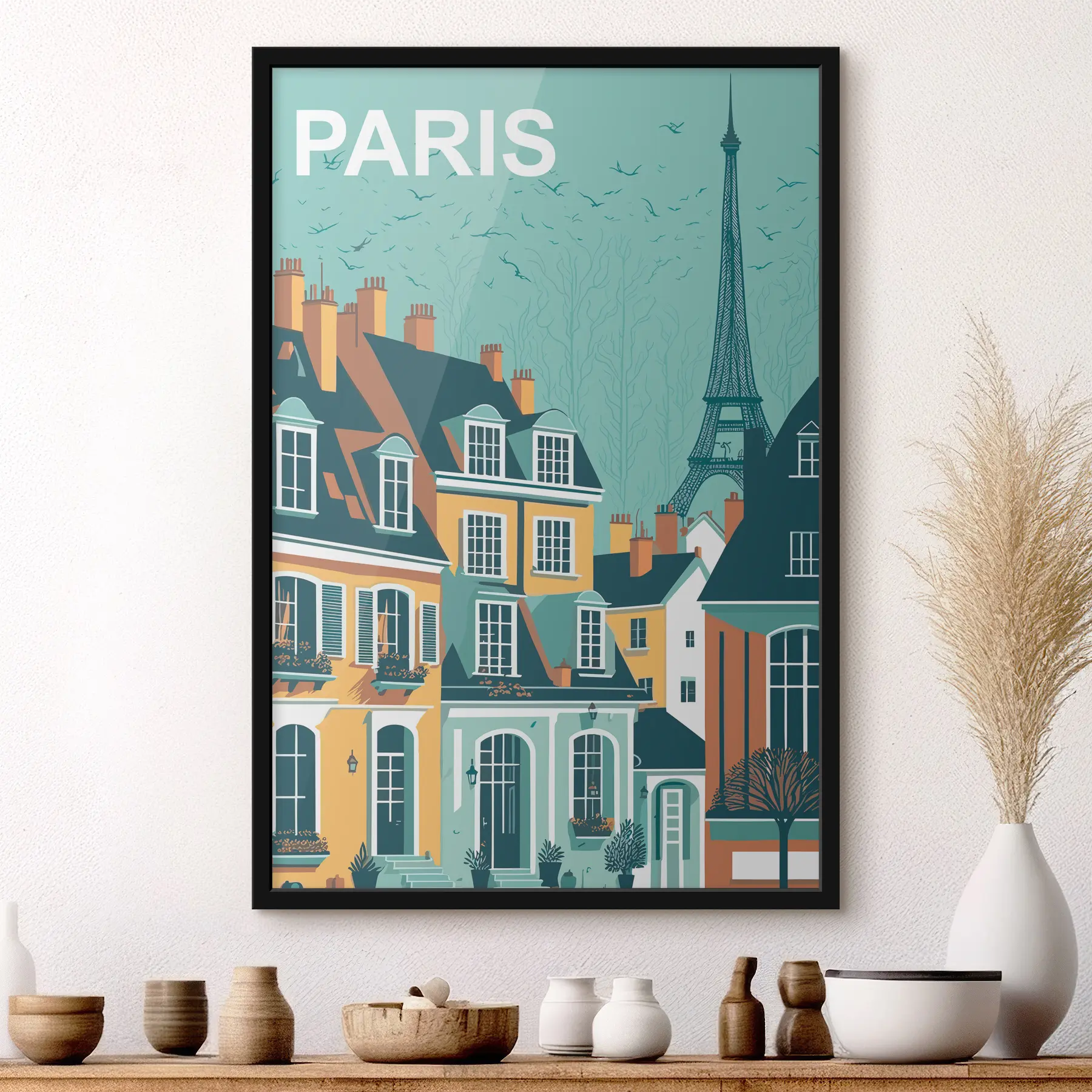  Schilderijen Retro reisillustratie Parijs f36331