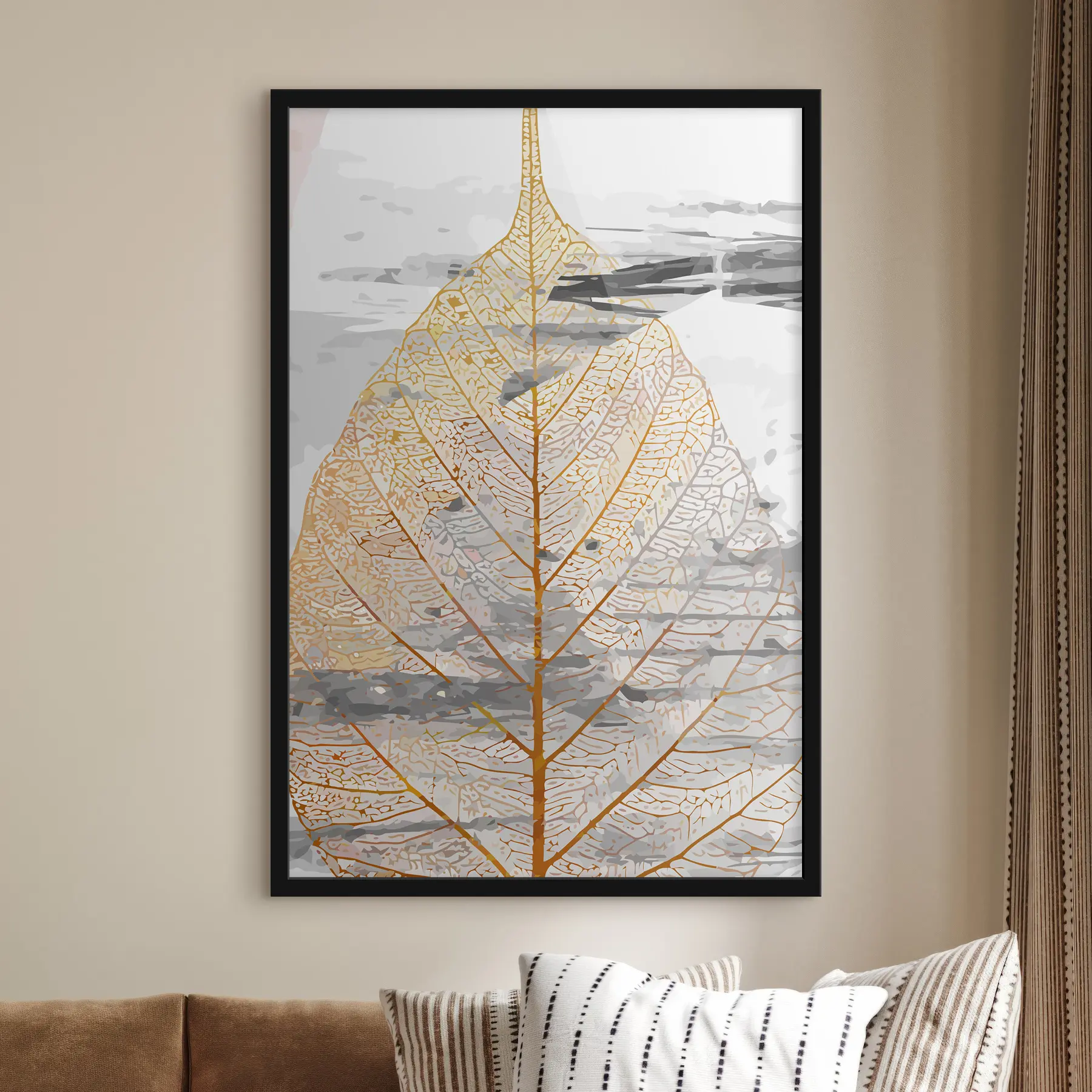 Fotobehang Gouden blad op de achtergrond van abstractie f36482