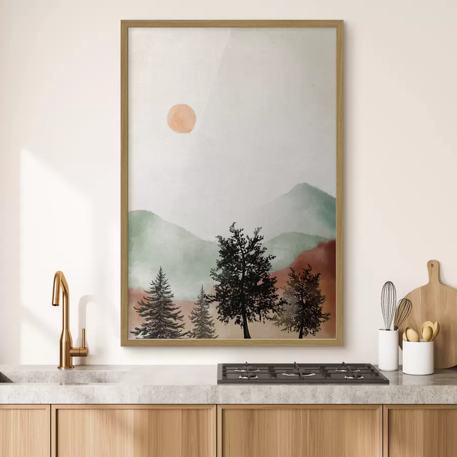 Fotobehang Berg aquarel landschap f36592