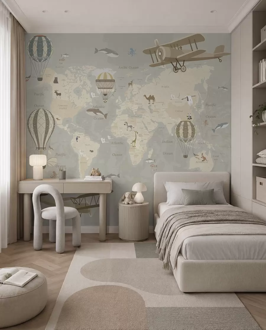 Fotobehang Wereldkaart met ballonnen I u36066d1