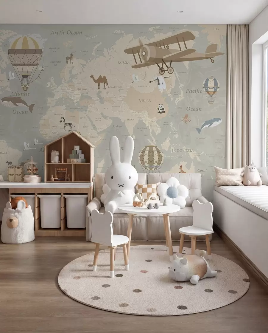 Fotobehang Wereldkaart met ballonnen II u36066d2