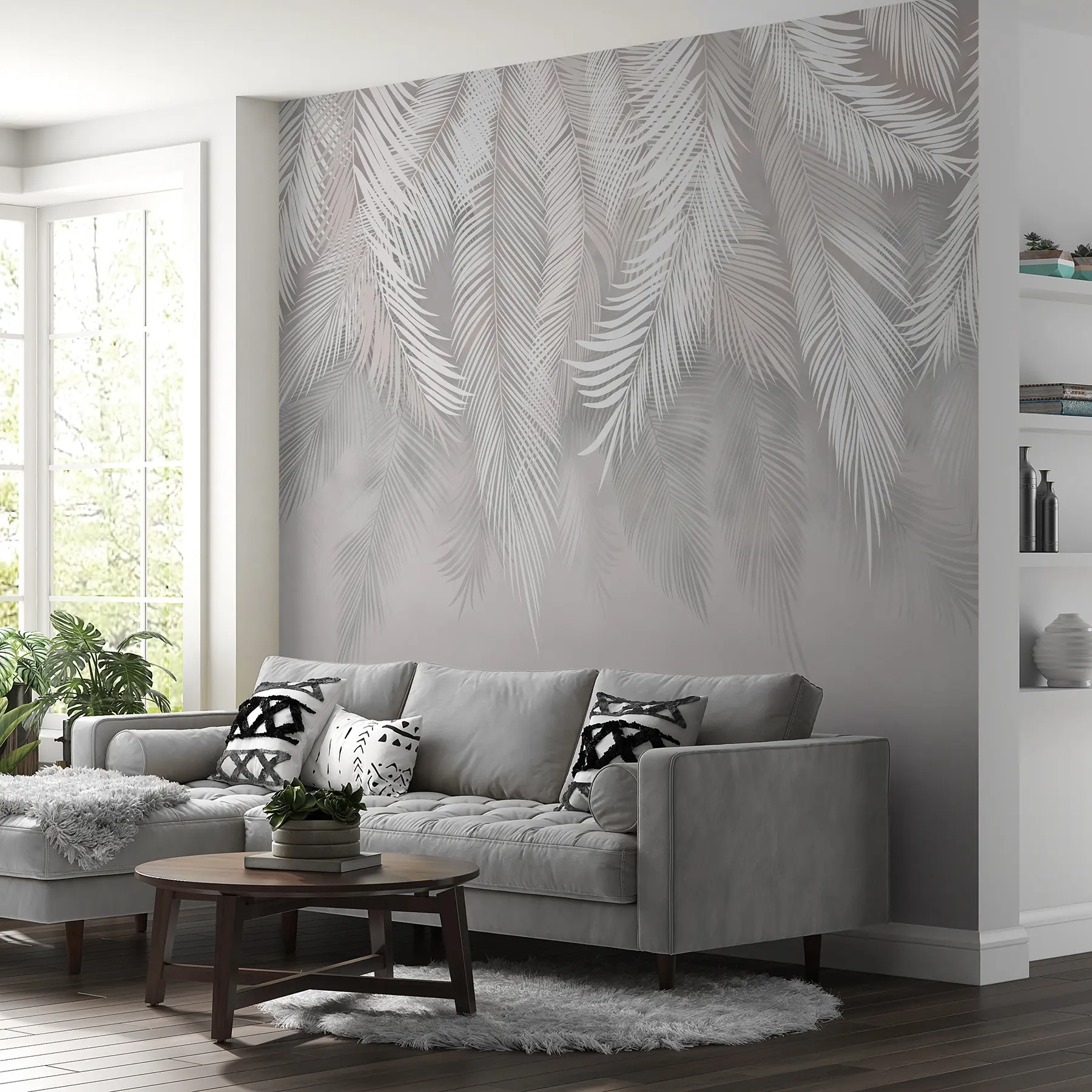 Fotobehang Bungelende palmbladeren u48556d1