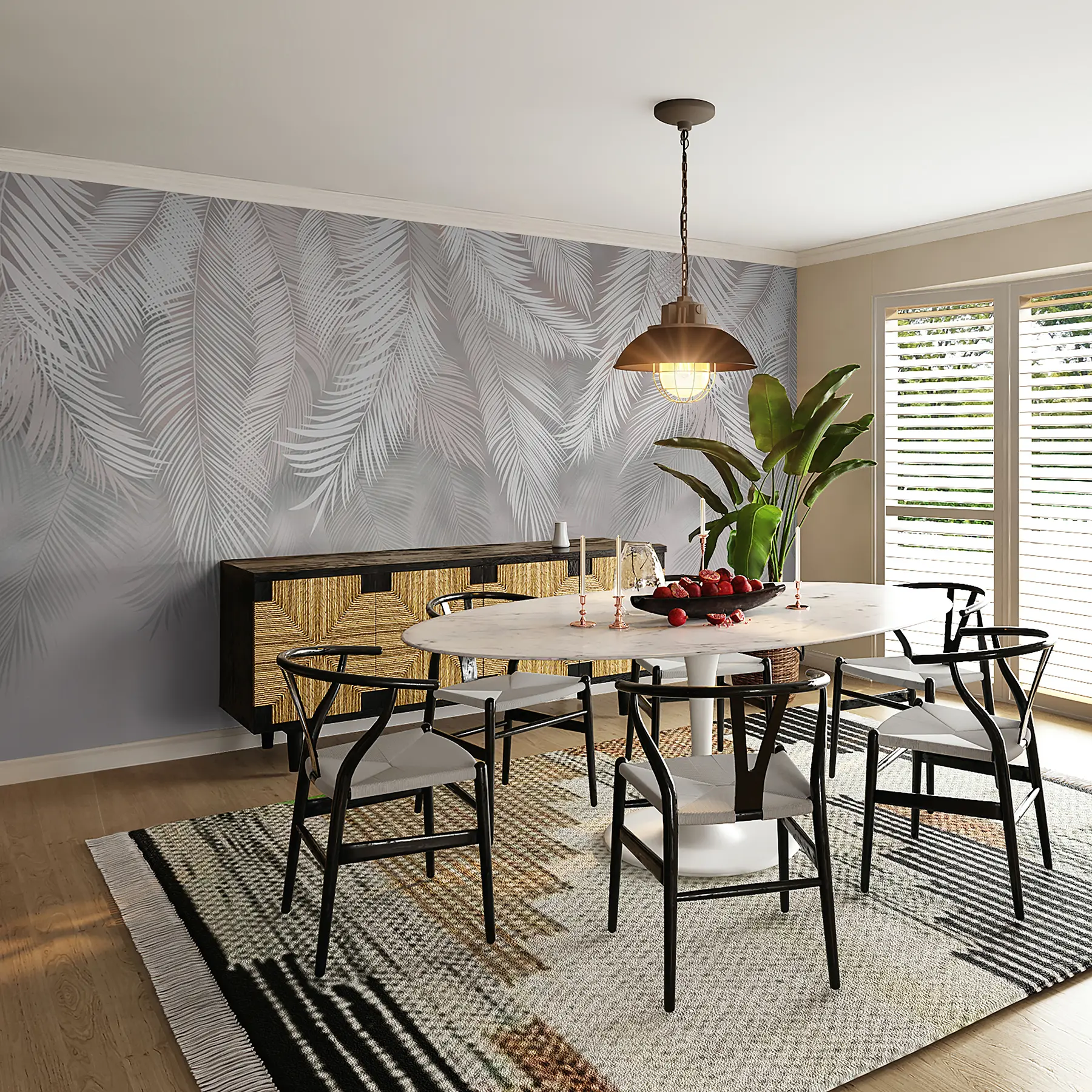 Fotobehang Bungelende palmbladeren u48556d2