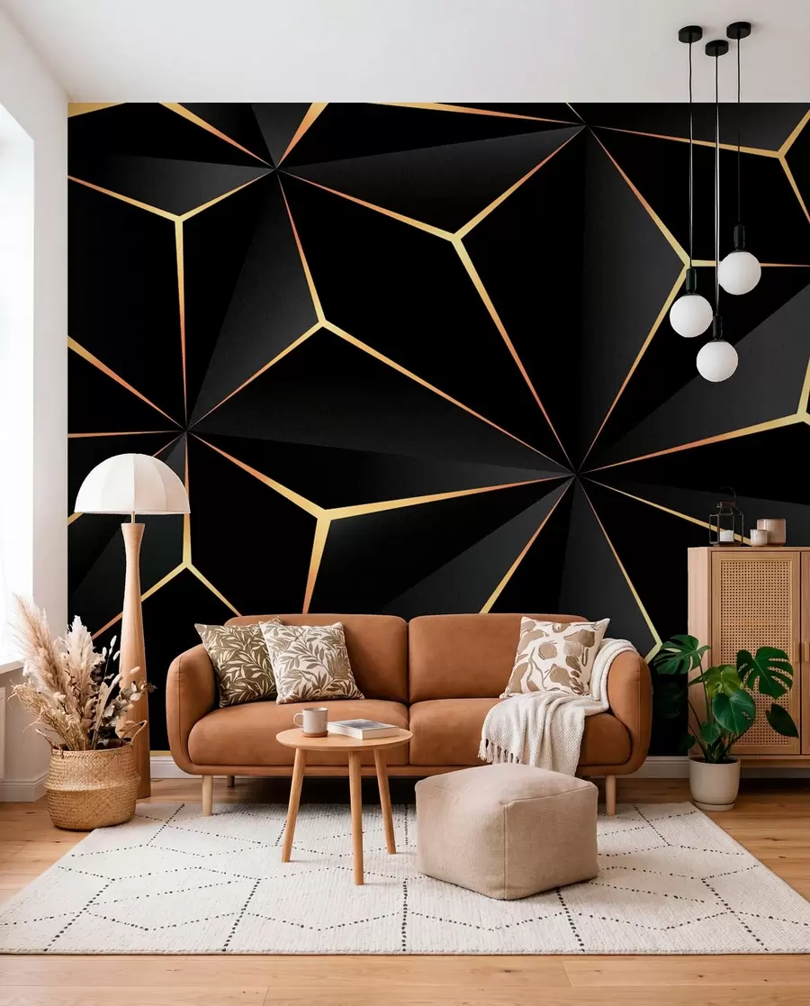 Fotobehang Zwarte en gouden facetten II u72104d2