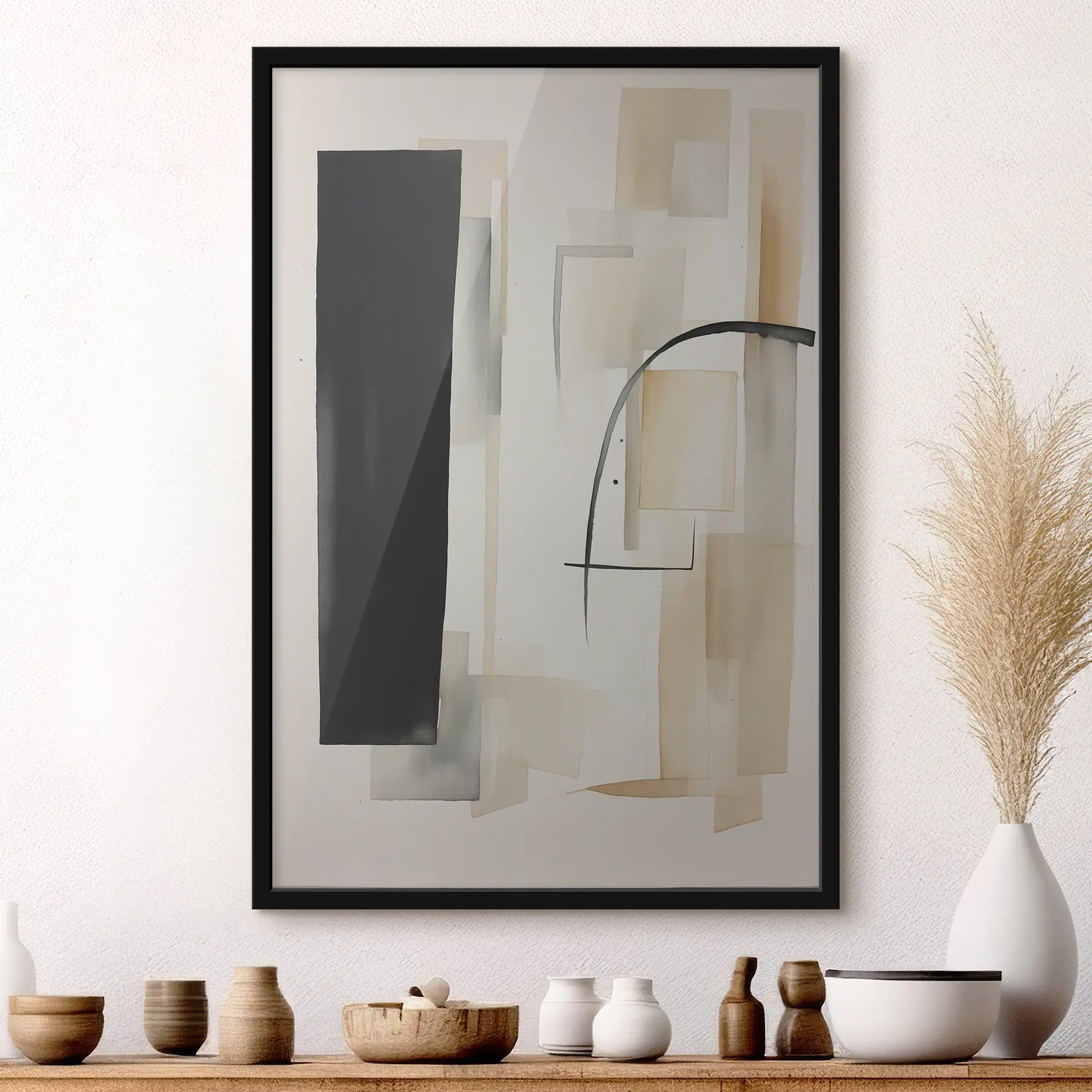 Fotobehang Aquarel abstractie met rechthoekige figuren f37170