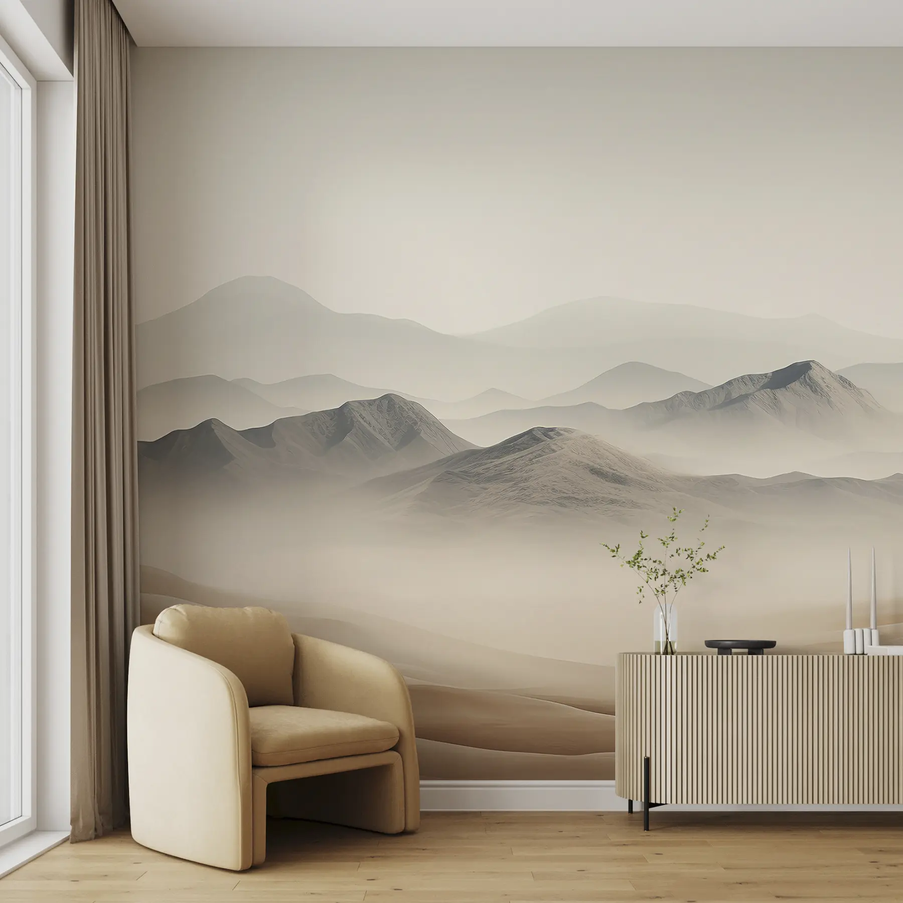 Fotobehang Duinen voor verre bergtoppen I u99456d1