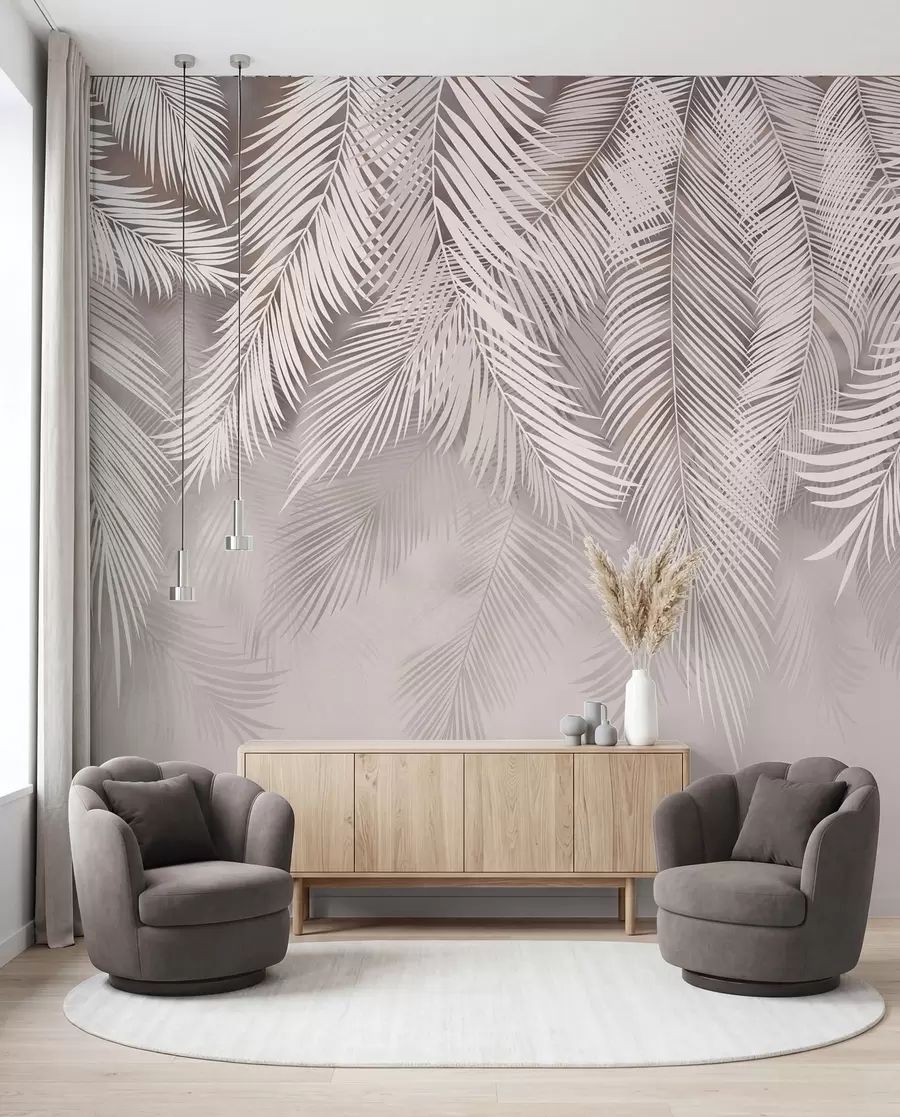 Fotobehang Roze palmgordijn I u48556v5d1