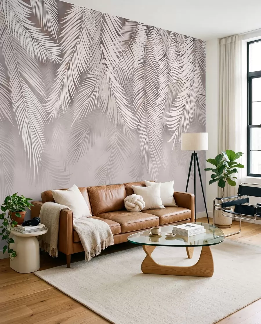 Fotobehang Roze palmgordijn II u48556v5d2
