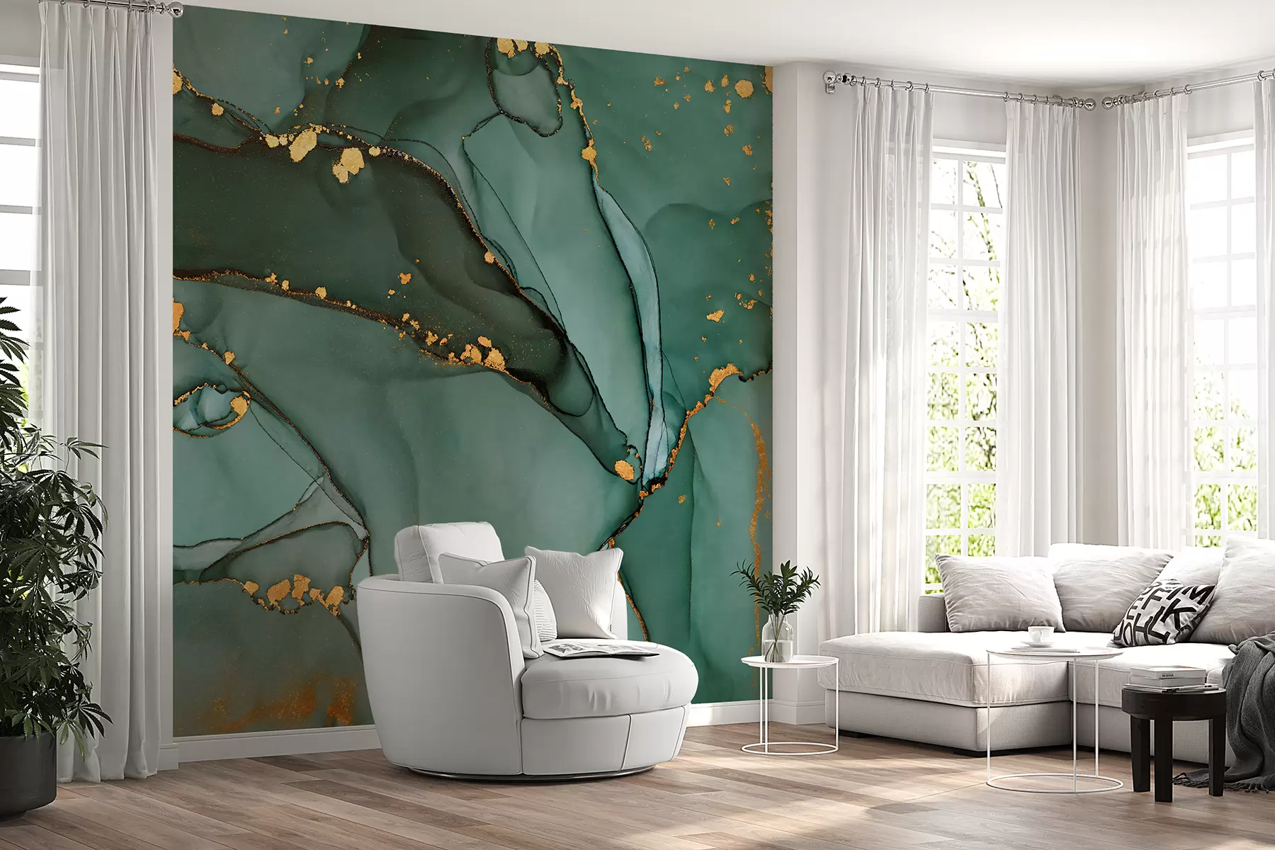 Fotobehang Luxe Onyx marmer met metallic scheuren u50235d1