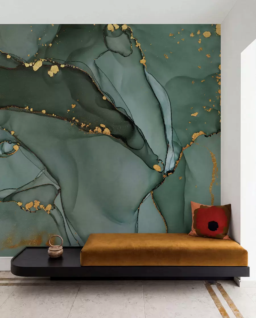 Fotobehang Luxe Onyx marmer met metallic scheuren u50235d1