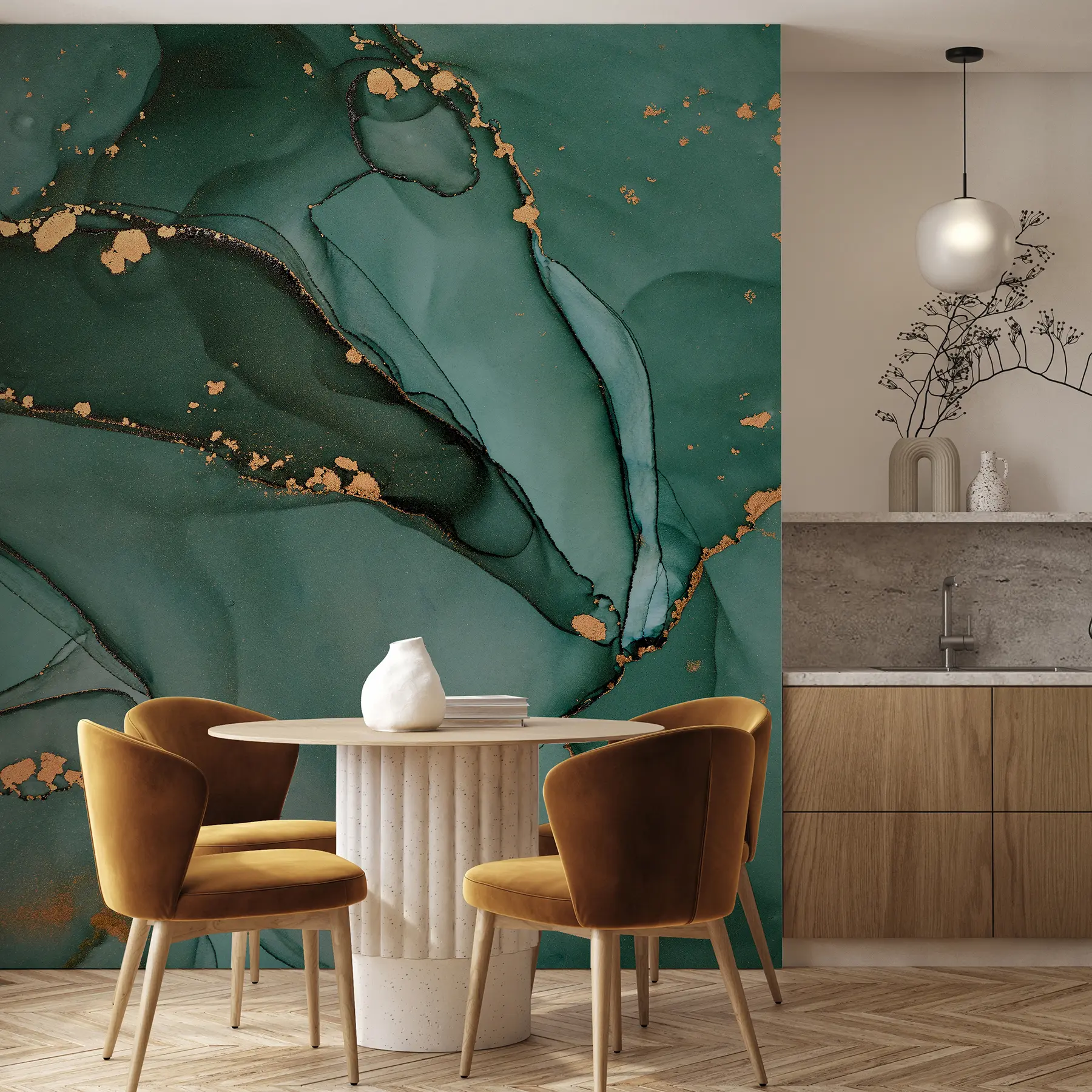 Fotobehang Luxe Onyx marmer met metallic scheuren u50235d1