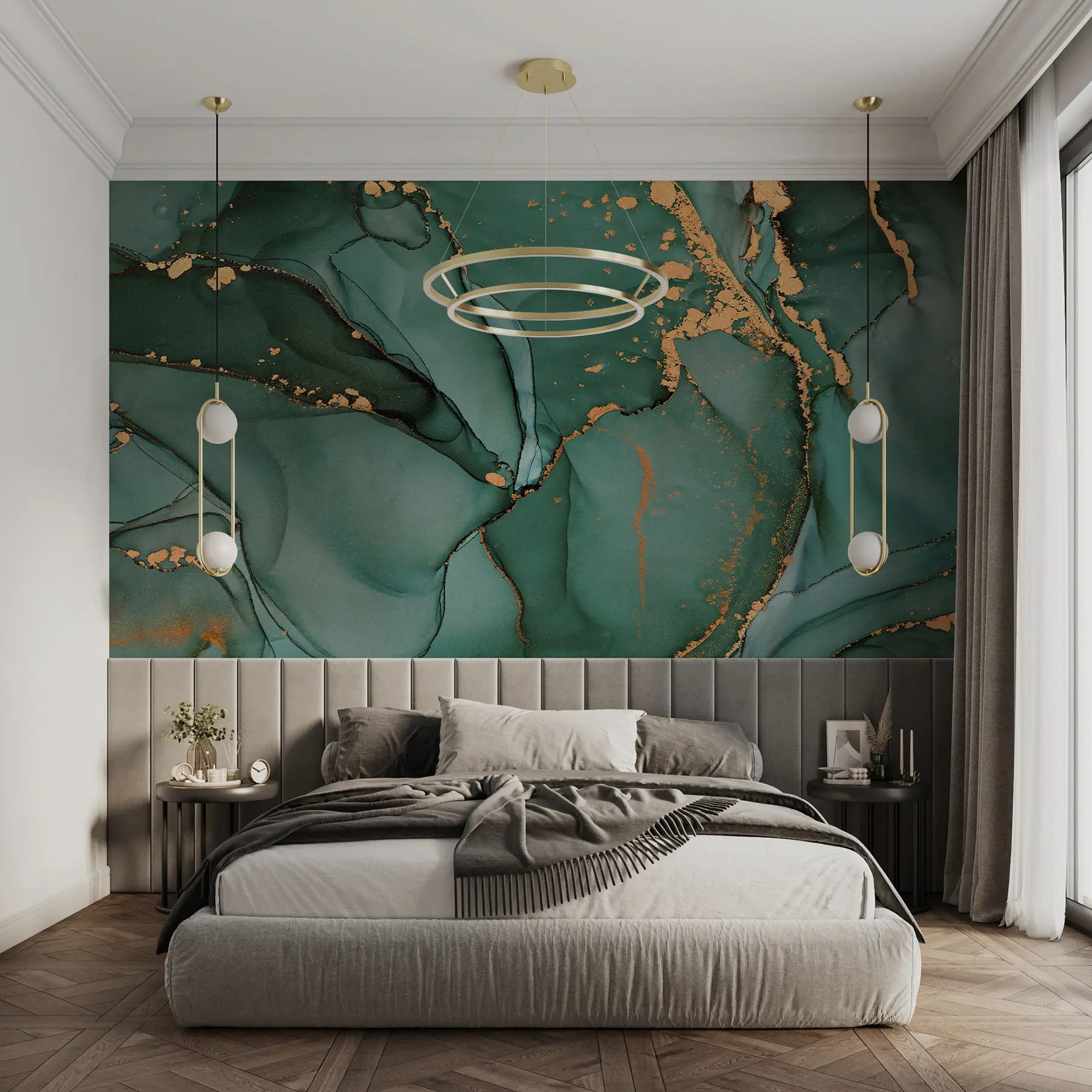 Fotobehang Luxe Onyx marmer met metallic scheuren u50235d2
