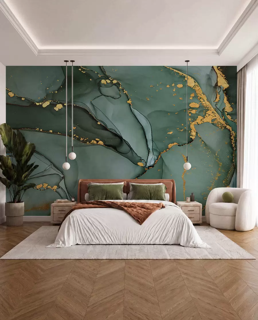Fotobehang Luxe Onyx marmer met metallic scheuren u50235d2