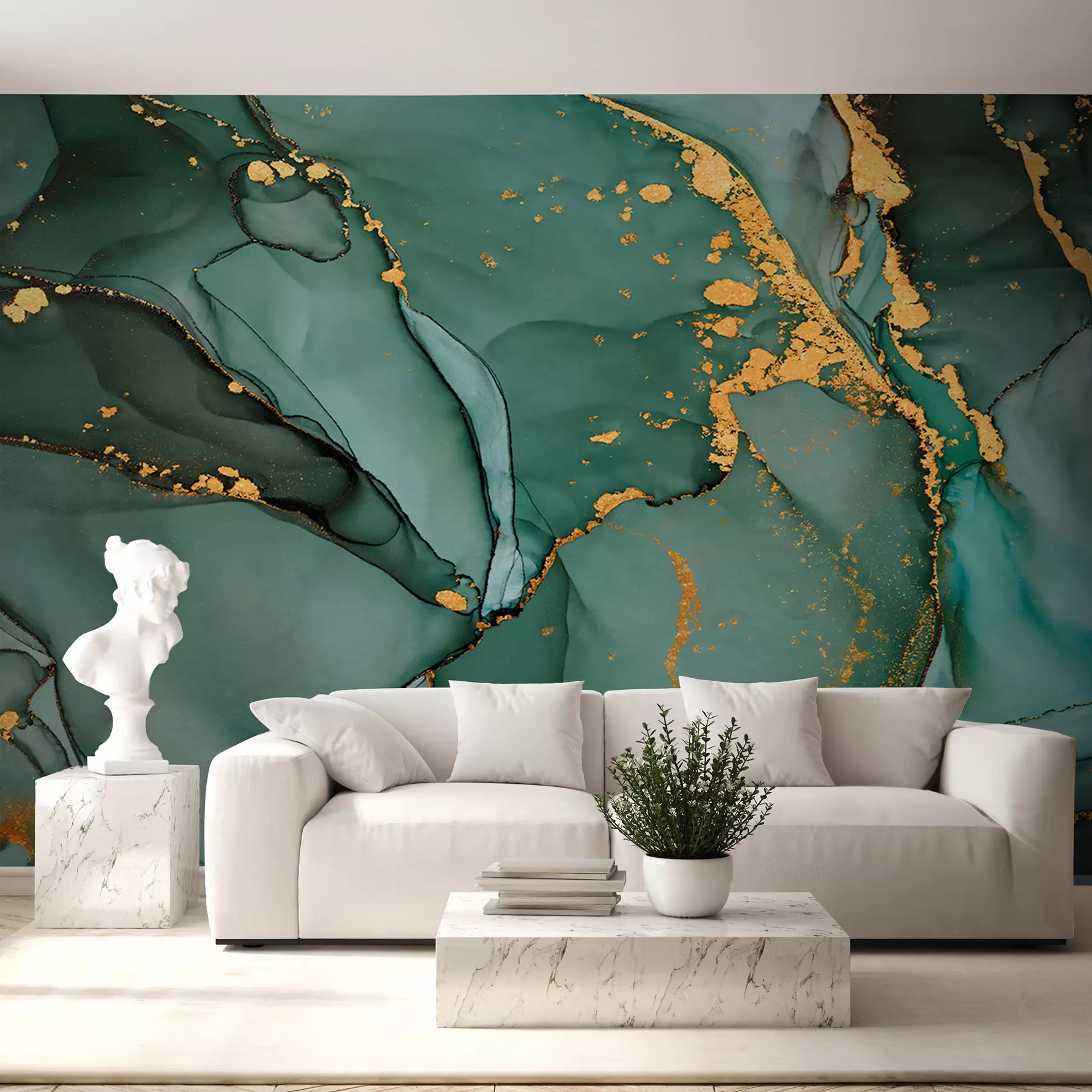 Fotobehang Luxe Onyx marmer met metallic scheuren u50235d2