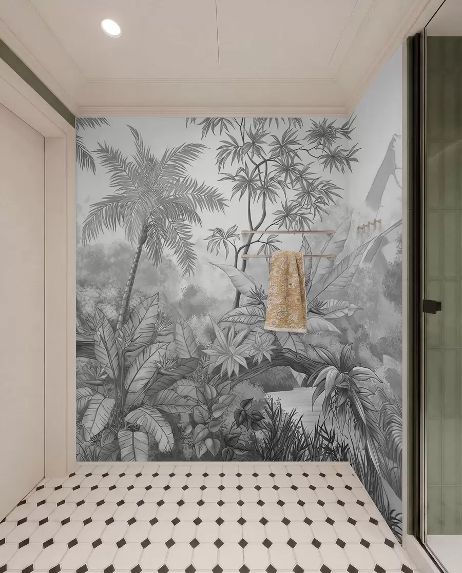 Fotobehang Zwart-witte tropen u59039d3