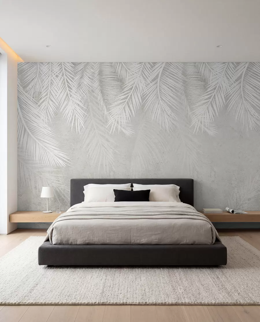Fotobehang Witte broze palmbladeren met een grungestructuur u94286d2
