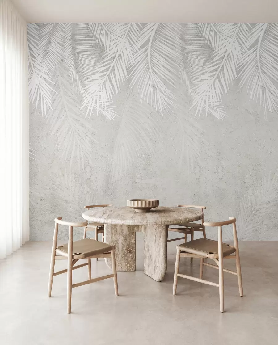Fotobehang Witte broze palmbladeren met een grungestructuur u94286d2