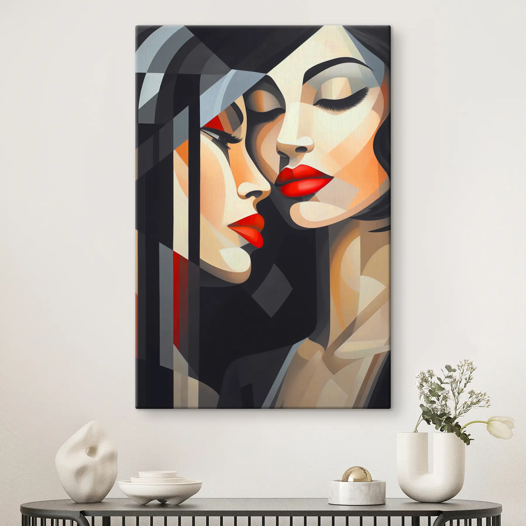 Fotobehang Portret van twee vrouwen in de stijl van het kubisme s36825