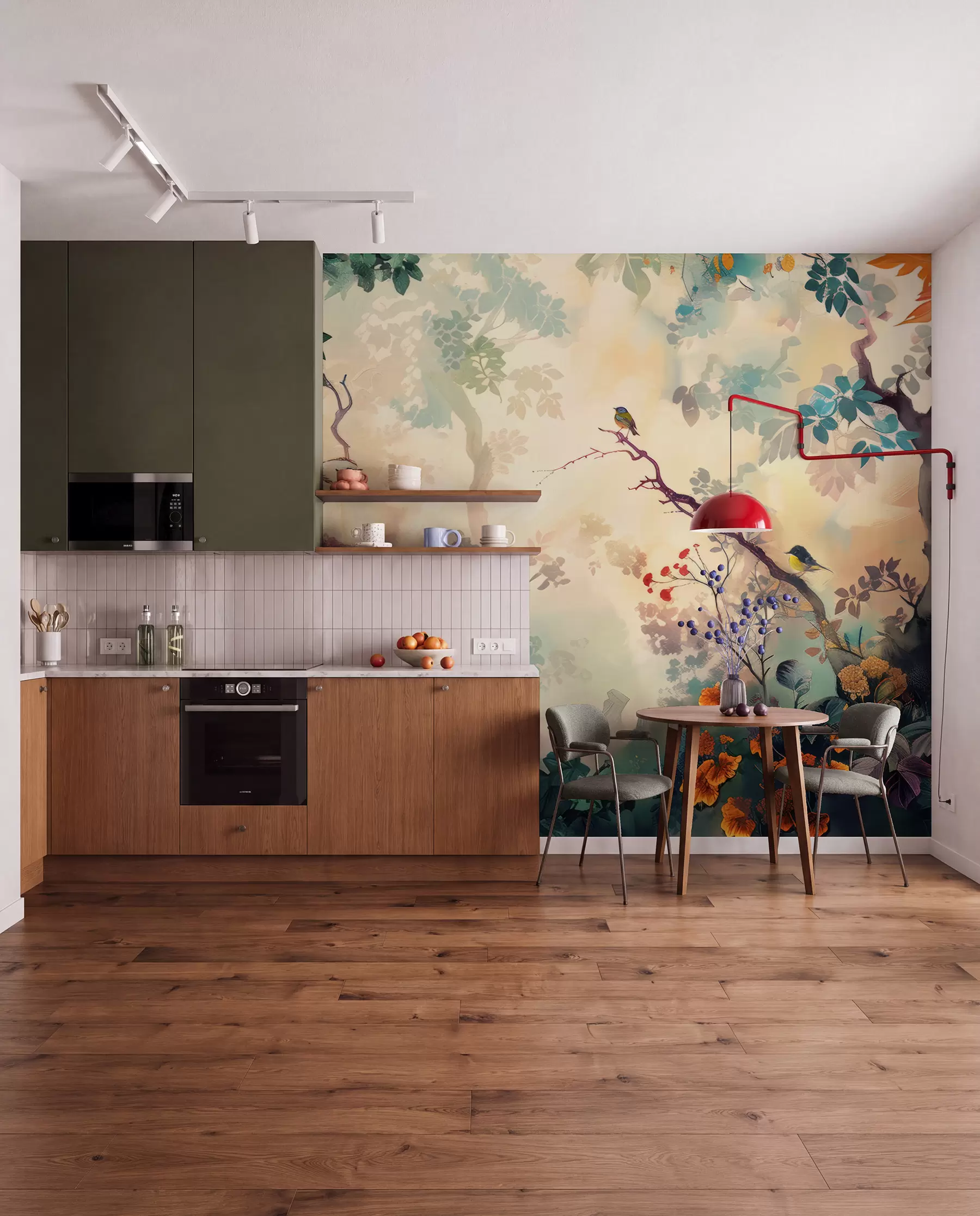 Fotobehang Vogelkleuren in het bos u99610
