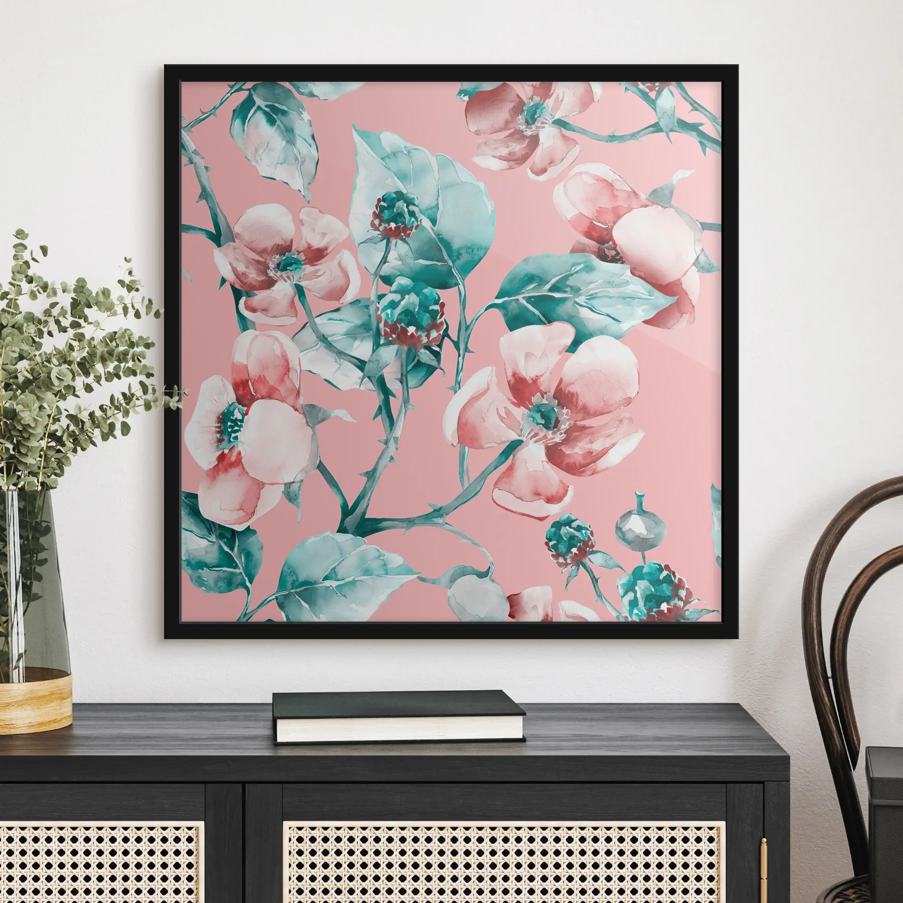 Fotobehang Bloemen op roze achtergrond f37296