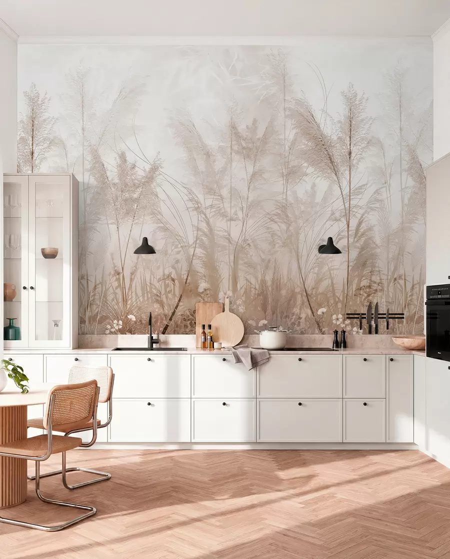Fotobehang Hoge planten in pastelkleuren u93903d2