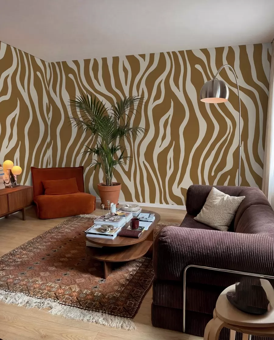 Fotobehang Zebrastrepen in oker u99173
