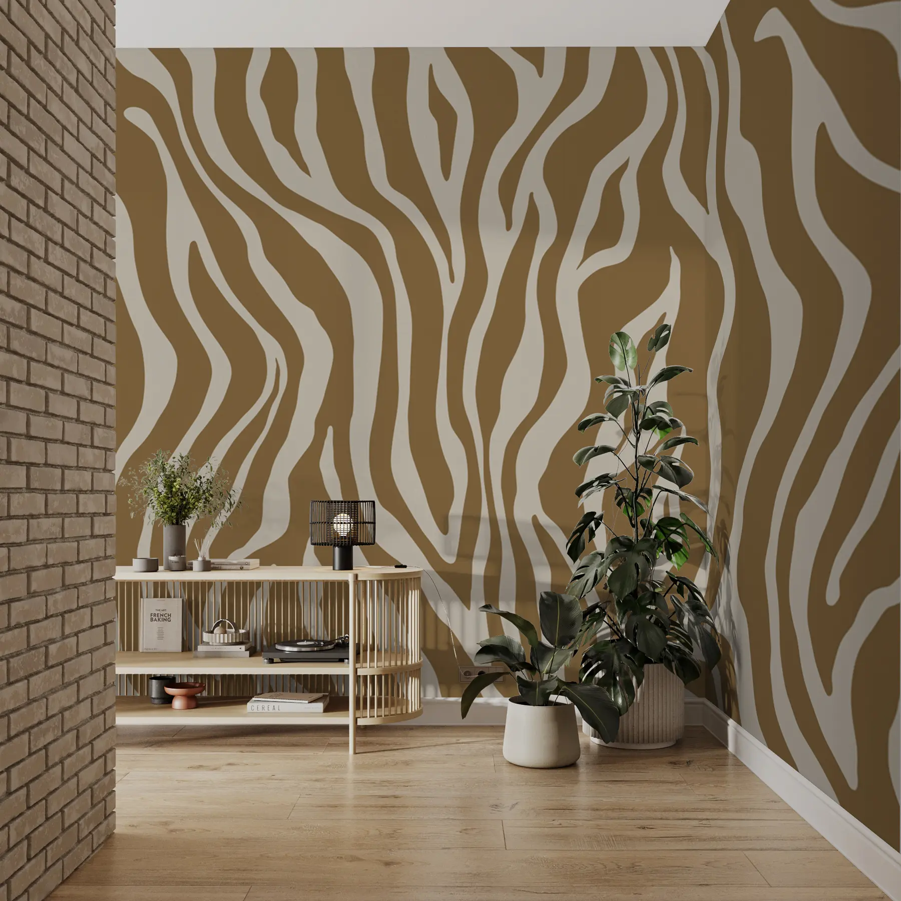 Fotobehang Vectorafdruk van zebrahuid in bruine en witte kleuren u99173