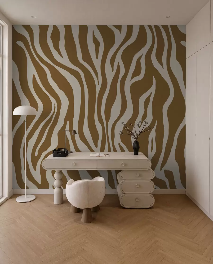 Fotobehang Zebrastrepen in oker u99173