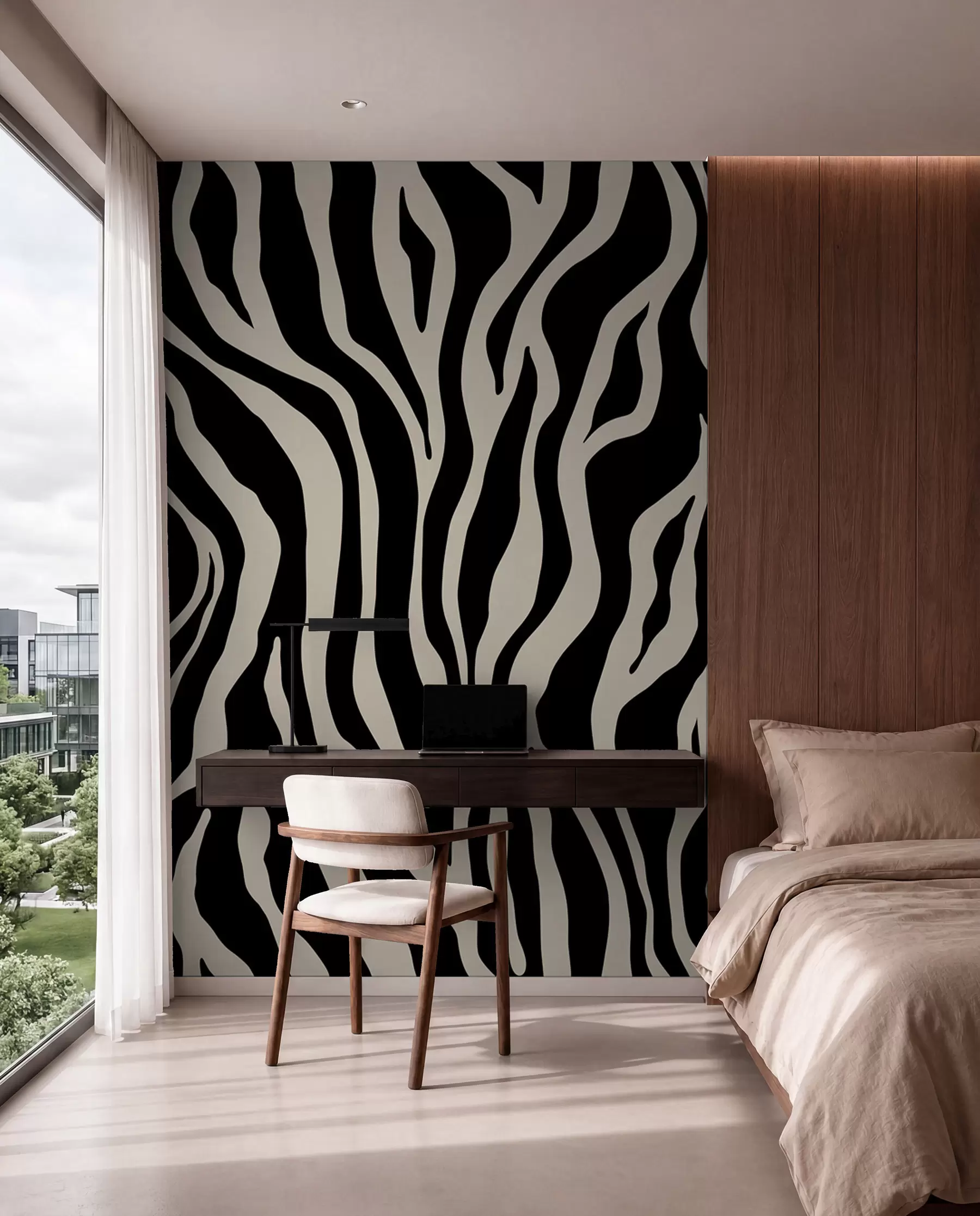 Fotobehang Vectorafdruk van zebrahuid in zwart en witte kleuren u99173v3