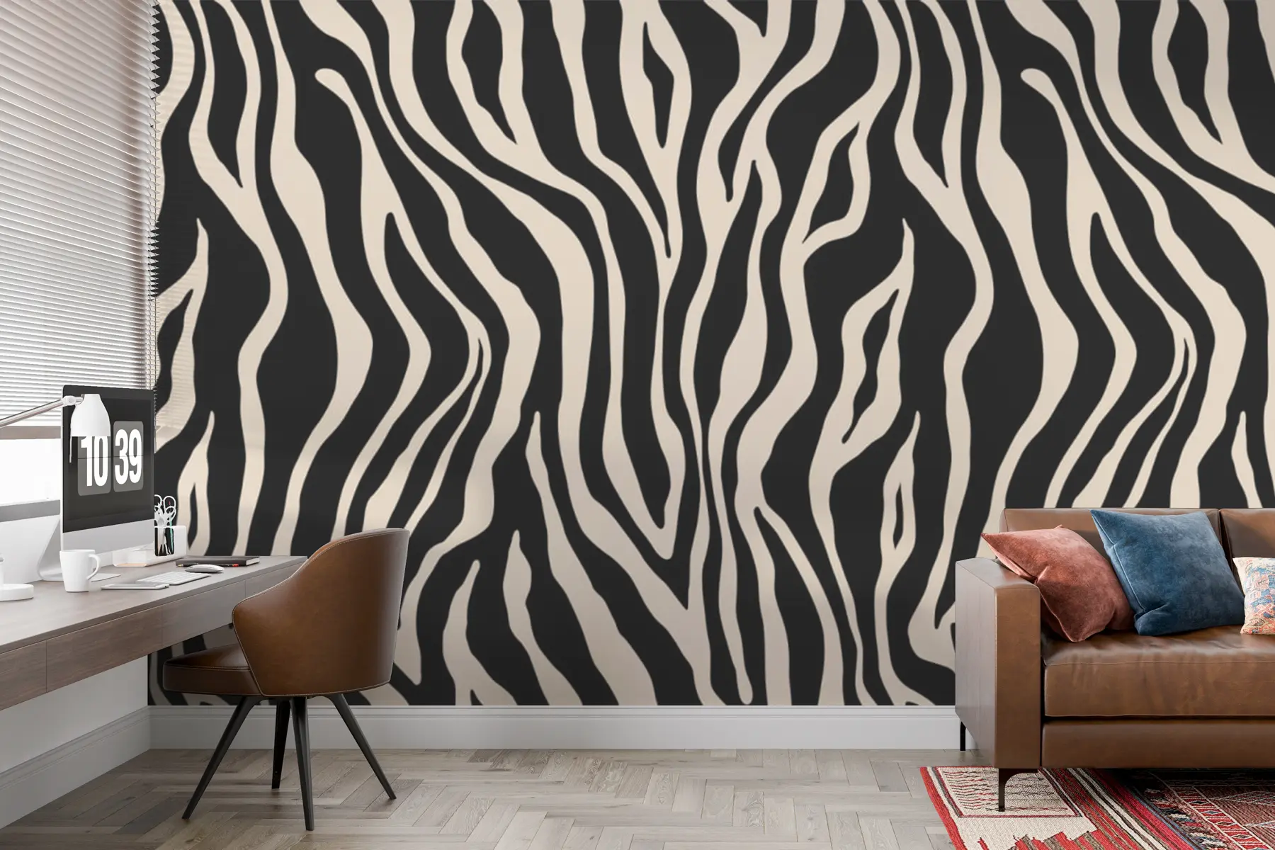 Fotobehang Vectorafdruk van zebrahuid in zwart en witte kleuren u99173v3