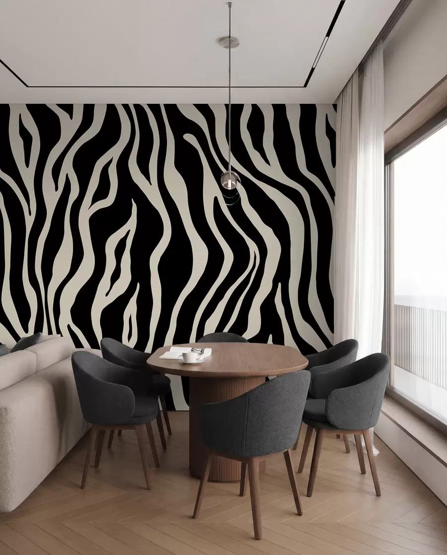 Fotobehang Vectorafdruk van zebrahuid in zwart en witte kleuren u99173v3